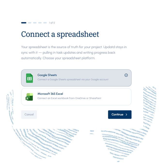 Connect spreadsheet